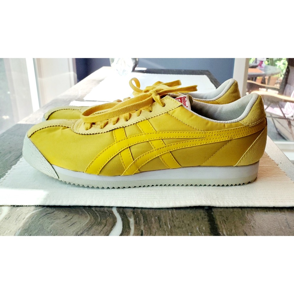 Onitsuka Tiger Corsair Yellow Nylon Suede Retro Sneakers Womens 9 17S-OT-1103